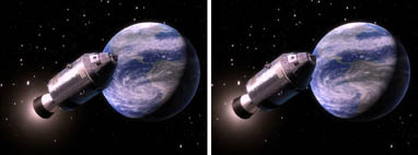 Рис. 8. Кадры стереосерии снимков компьютерной модел